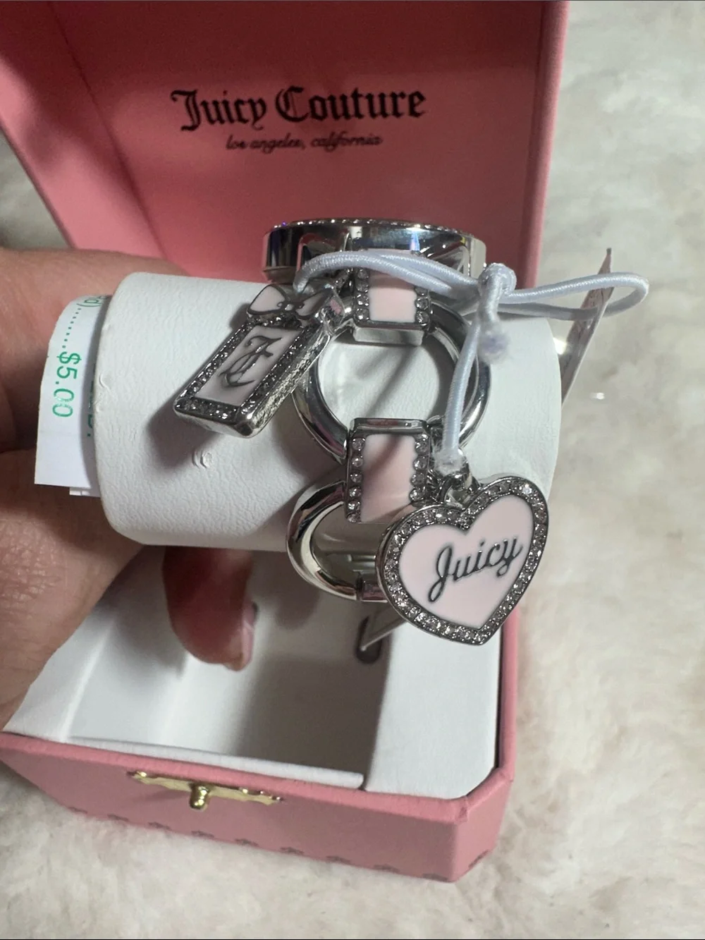 Juicy couture pink and silver charm watch